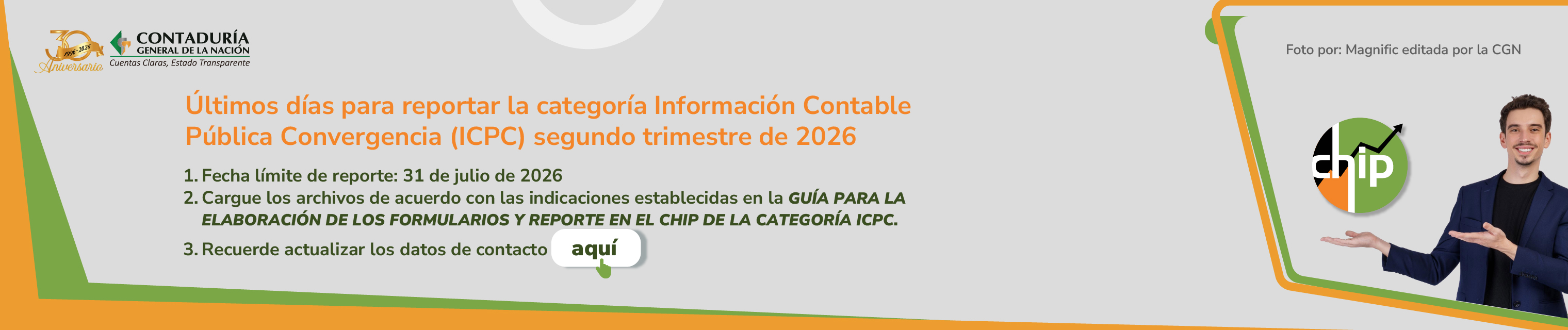 Últimos días para reportar la categoría ICPC - segundo trimestre de 2026